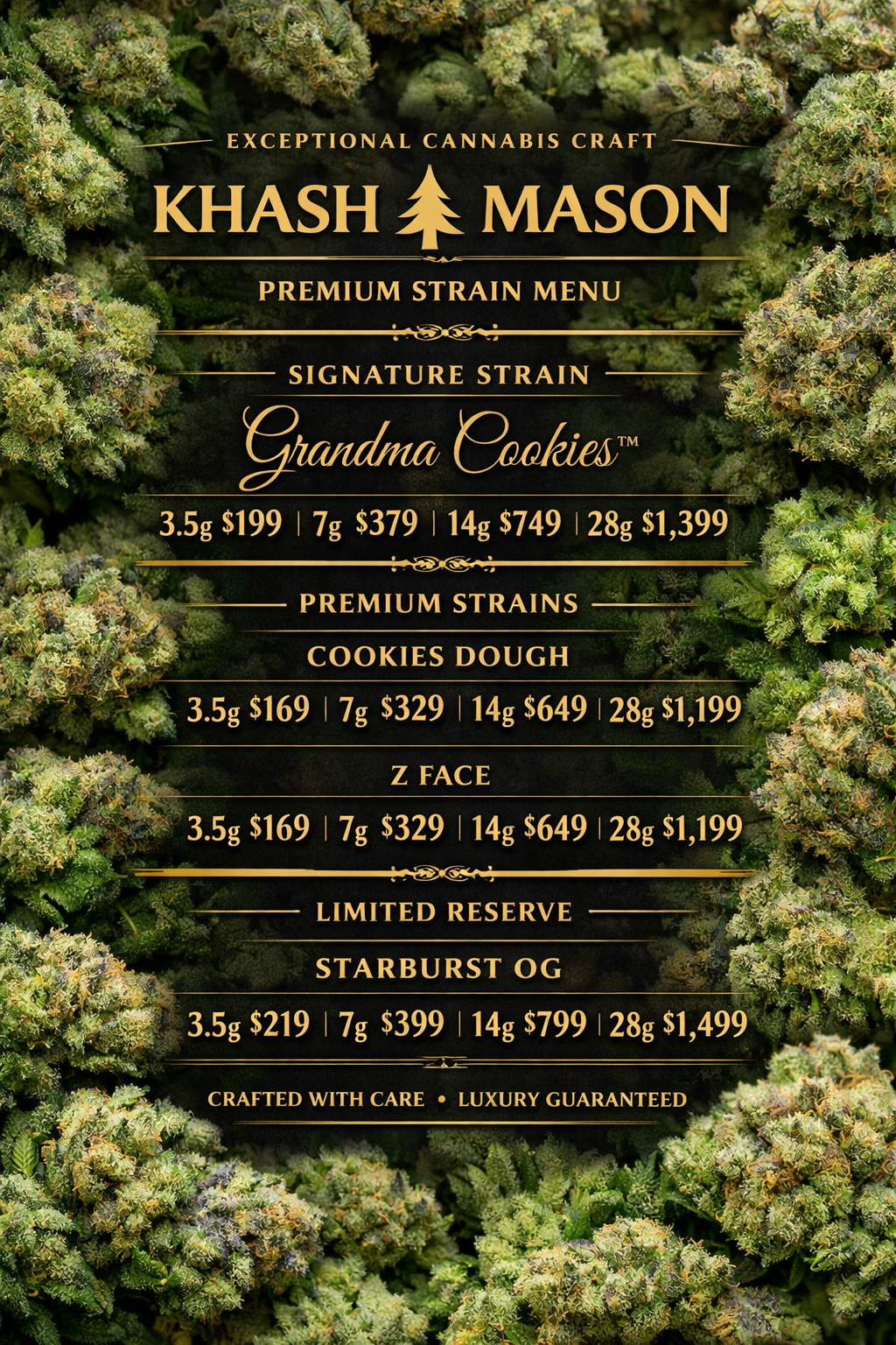 Khash Tree Mason Premium Cannabis Menu