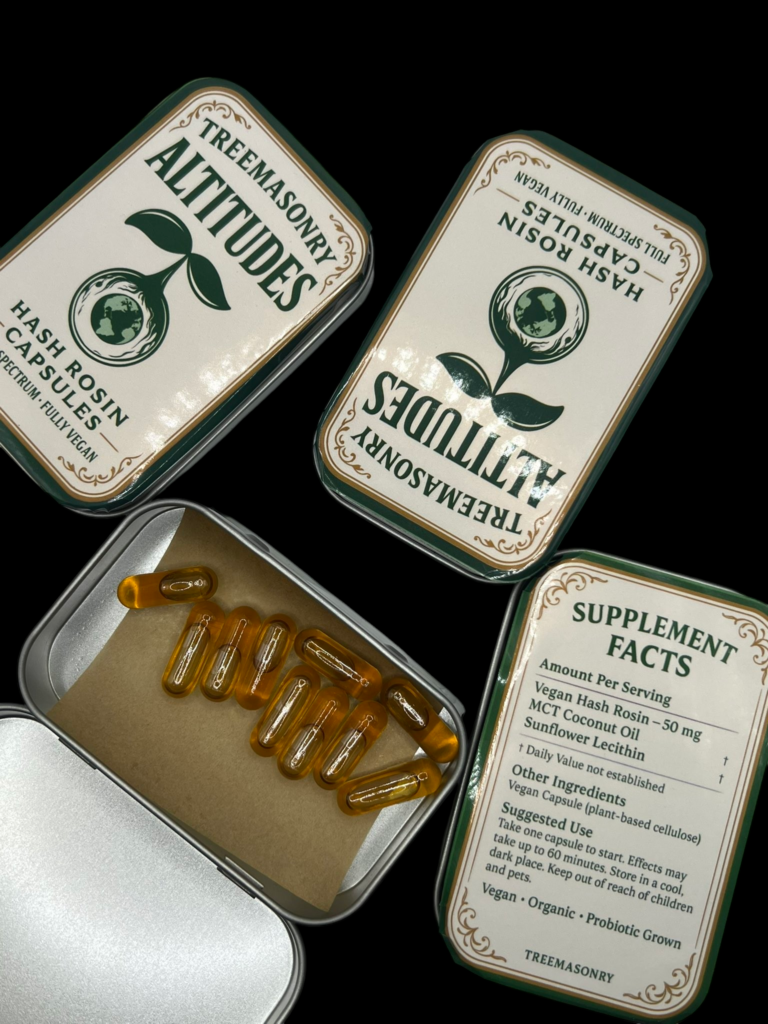 Treemasonry Altitudes 50mg Hash Rosin Capsules | Vegan Full Spectrum Organic